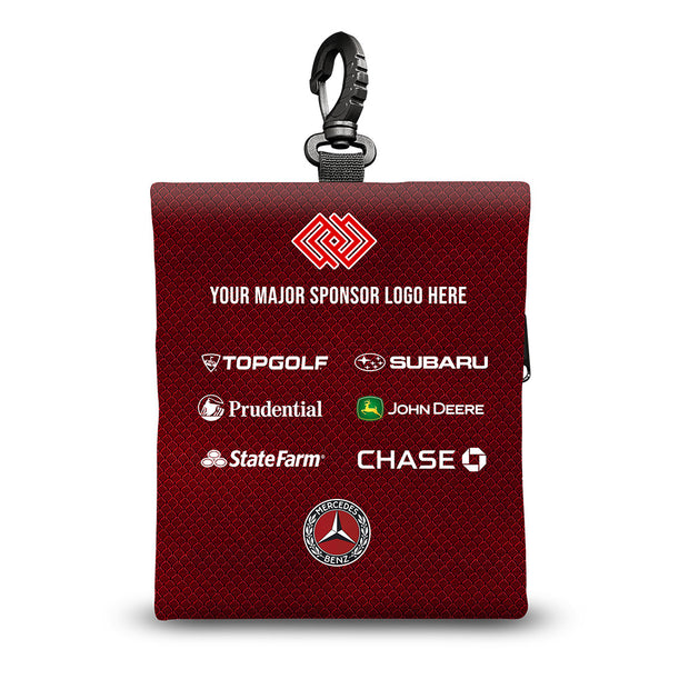 Custom Golf Valuables Bag by Sportwaves in Cinnamon Red Color - Rear panel View - Holds keys, wallet, phone and more when golfing
